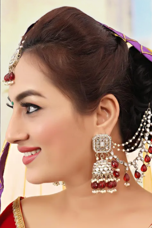 Handmade Pearl Jhumka Maangtika Set, Indian Jhumki Mangtika, Bollywood Mangtika, Indian Earrings, Jhumka Tikka Set