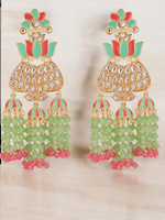 Pearl Beaded Layered Earrings Set,Bollywood Jewelry, Indian Kundan, Pearl Earrings, Bridal Kundan Jewelry, Pakistani Pearl Kundan