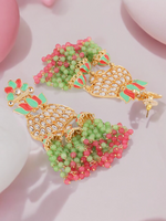 Pearl Beaded Layered Earrings Set,Bollywood Jewelry, Indian Kundan, Pearl Earrings, Bridal Kundan Jewelry, Pakistani Pearl Kundan