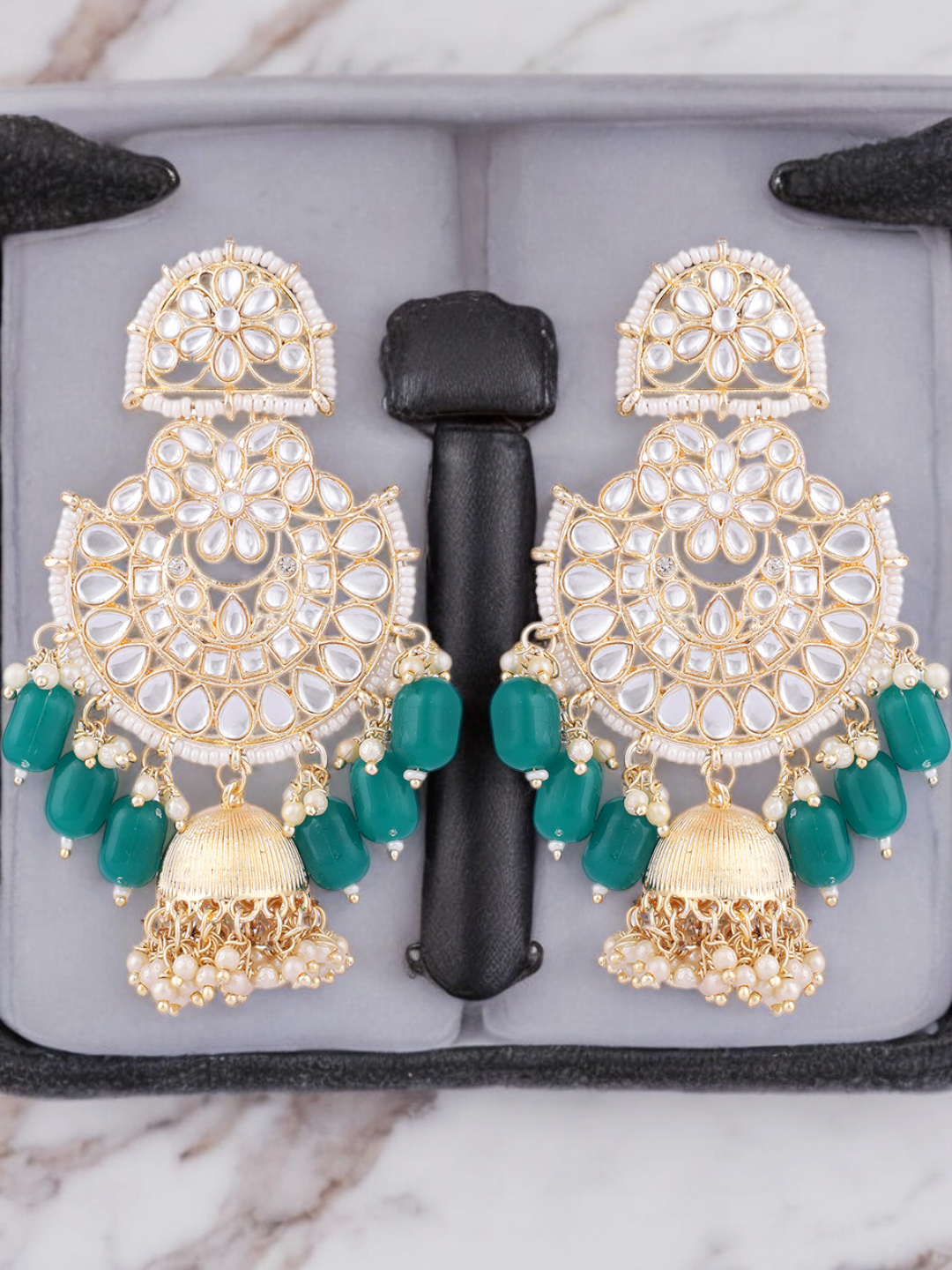 Bridal Pearl Kundan Chandbali Jhumki Indian Jewelry Set, Kundan Chandbali, Indian Jhumki, pearl earrings, Pakistani Earrings Jhumki