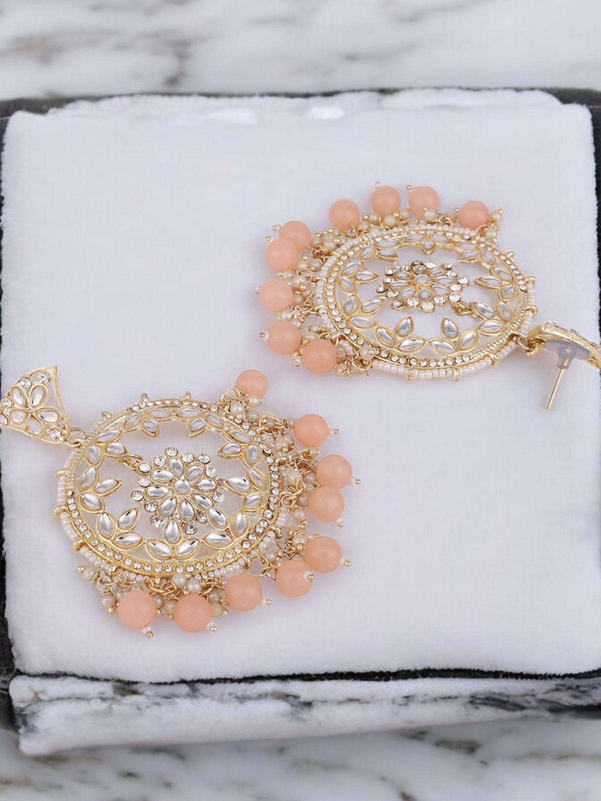 Bridal Engagement Chandbali Peal Jewelry Collection, Indian Earrings, pearl Earring, Statement Earrings,