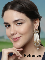 Handcrafted Beaded Indian Earrings Kundan Set, Indian Kundan, Pearl Earrings, Pakistani Jewelry Set