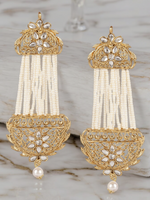 Bollywood Pearl Drop Earrings Set, Indian Kundan Set, Bridal Jewelry, Weddings Earrings, Pakistani Earrings