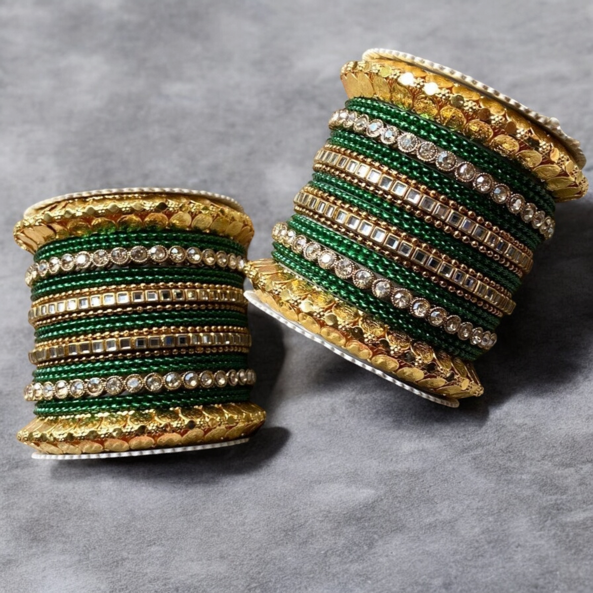 Green Indian Gold Plated Bridal Bangles Set, Bridal Bangles, Indian Bangles Set, Pakistani Jewelry, Bangle Jewelry Set