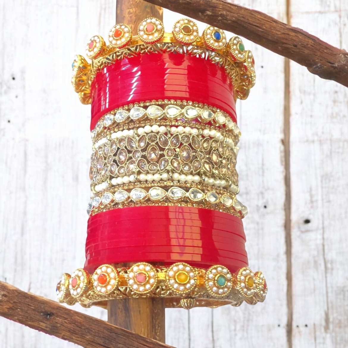 Red Indian Handcrafted Rajwadi Chooda Set, Rajwadi Kada, Indian Kada Set, Pakistani Chooda Set, Indian Bridal Chooda Set, Weddings jewelry