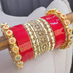 Red Indian Handcrafted Rajwadi Chooda Set, Rajwadi Kada, Indian Kada Set, Pakistani Chooda Set, Indian Bridal Chooda Set, Weddings jewelry