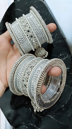 Silver Pearl Pakistani Wedding Bangles, Indian Bangle Collection, Silver Bangle Sets, Bridal Sets, Pakistani Jewelley, Fashion Bracelet