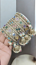 Multi Flower Bridal Bangles Jewelry Set, Bangle Set, Indian Chooda Set, Bollywood Bangle Set, Kada Set