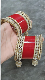 Pearl Bridal kundan Bangle Jhumki set, Punjabi Kada Set, Indian Chura. Bridal Bangle Jewellery, Wedding Kada, Indian Jewelry Set