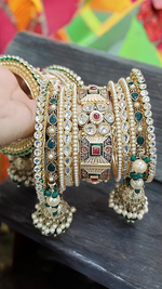 Rajsthani Rajwadi Pearl Kundan Kangan Chura Set, Rajwadi Kadas, Rajsthani Pearl Chura, Indian Rajwadi Bangle, Indian Kadas Set, Bridal Tradtional Chura Set