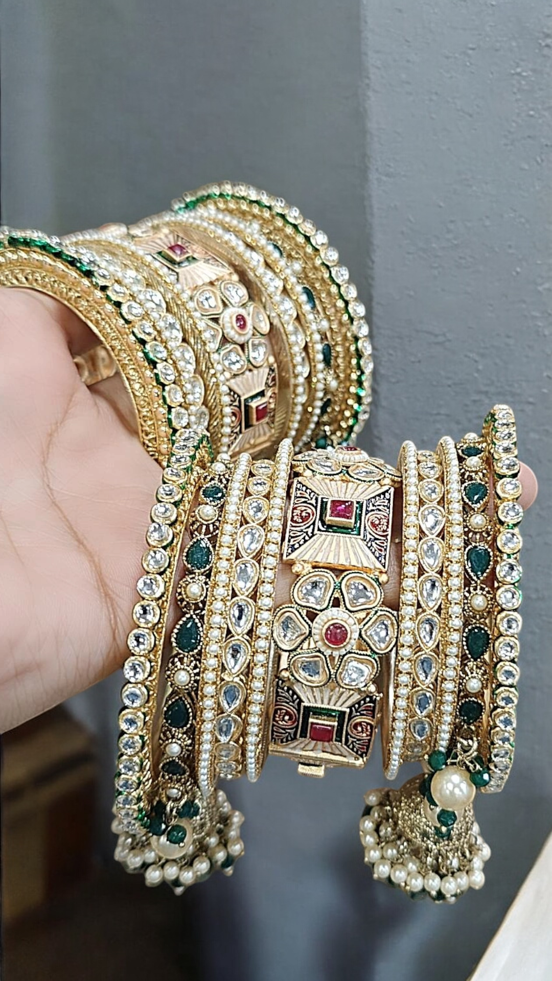 Rajsthani Rajwadi Pearl Kundan Kangan Chura Set, Rajwadi Kadas, Rajsthani Pearl Chura, Indian Rajwadi Bangle, Indian Kadas Set, Bridal Tradtional Chura Set
