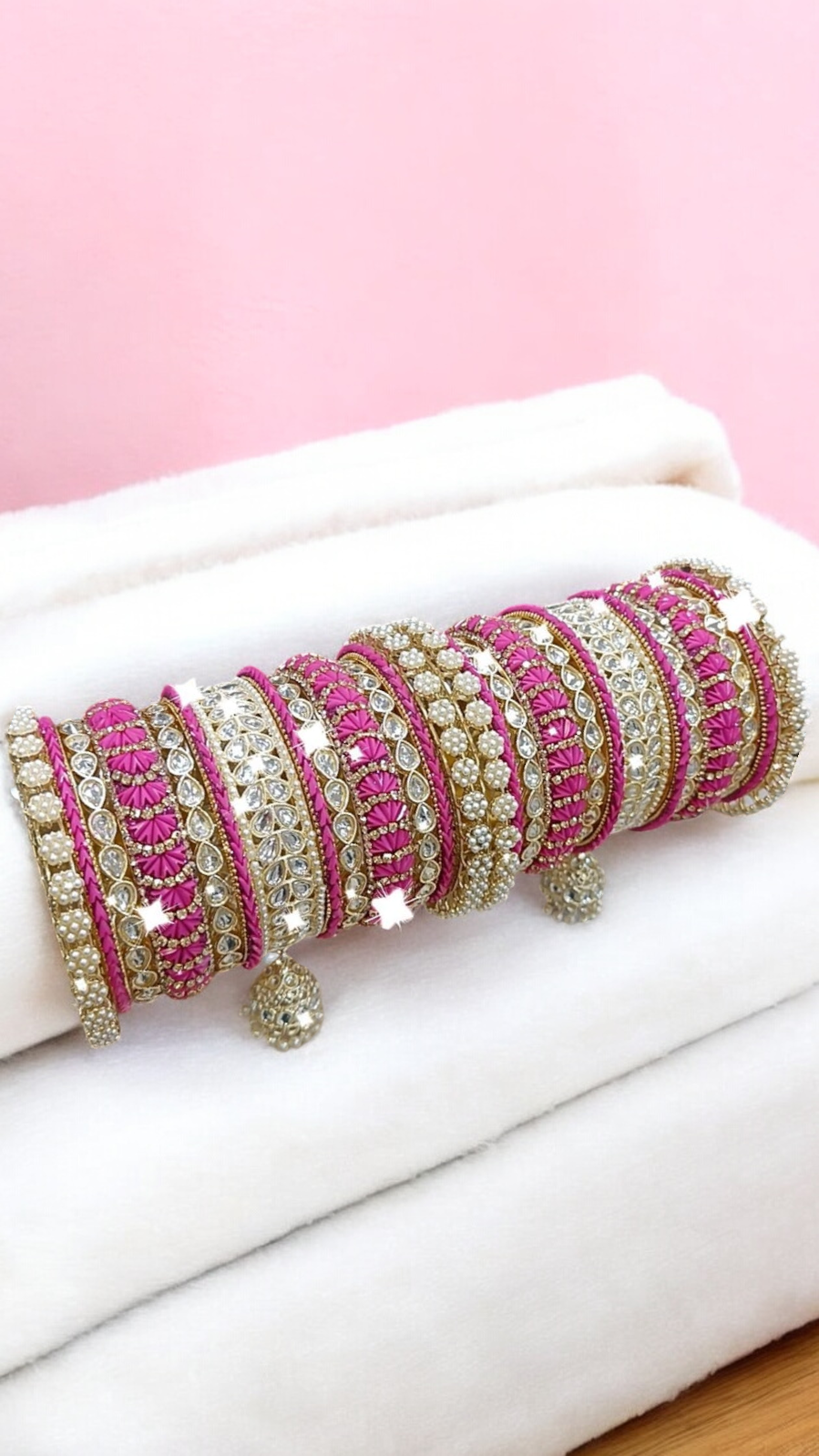 Pearl Bridal Bangle Chura Set, Bridal Chura, Wedding bangle set, Indian jewelry gift, Bridal bangles, Kundan Jewelry