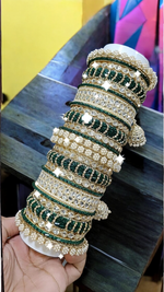 Pearl Bridal Bangle Chura Set, Bridal Chura, Wedding bangle set, Indian jewelry gift, Bridal bangles, Kundan Jewelry