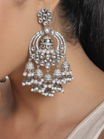 Bridal Pearl Chandbali Stone Earrings Jewellery, Pearl Bridal earrings, Kundan Earrings, Chandbali earrings, Indian Earrings, Paki Kundan