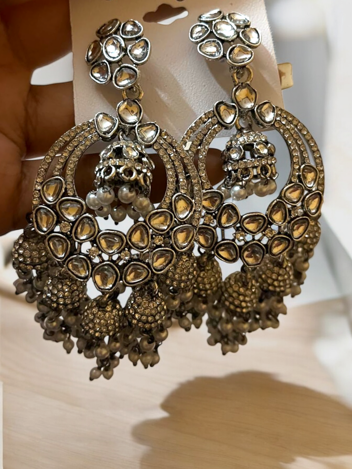 Bridal Pearl Chandbali Stone Earrings Jewellery, Pearl Bridal earrings, Kundan Earrings, Chandbali earrings, Indian Earrings, Paki Kundan