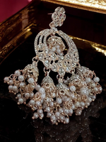 Rose Gold Indian Pearl Chandbali Earring Jewelry, Pearl Chandbali, Pearl Earrings, Kundan Jhumkas, Bridal Earrings, Wedding Jewelry