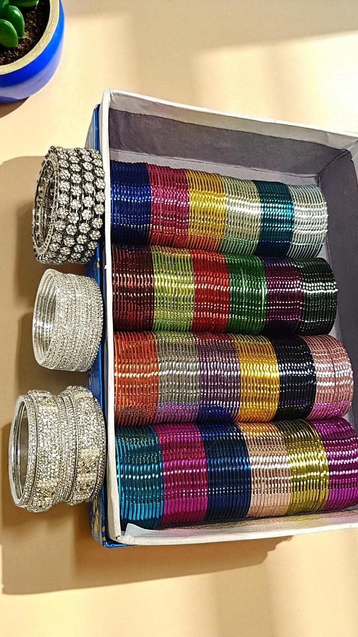 Water Combo BoxIndian Bangles Set, Ocean Blue Zari Bangles, Bridal & Pakistani Jewelry Combo