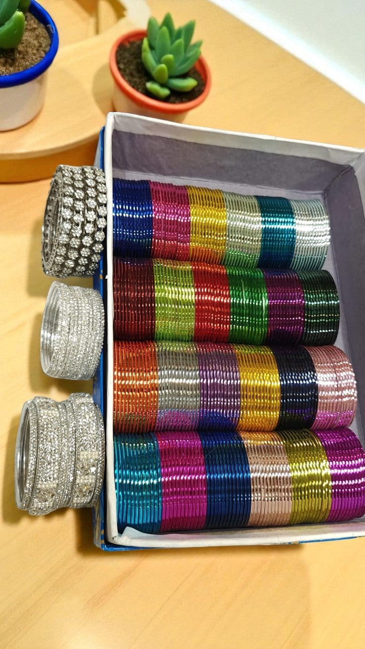 Water Combo BoxIndian Bangles Set, Ocean Blue Zari Bangles, Bridal & Pakistani Jewelry Combo