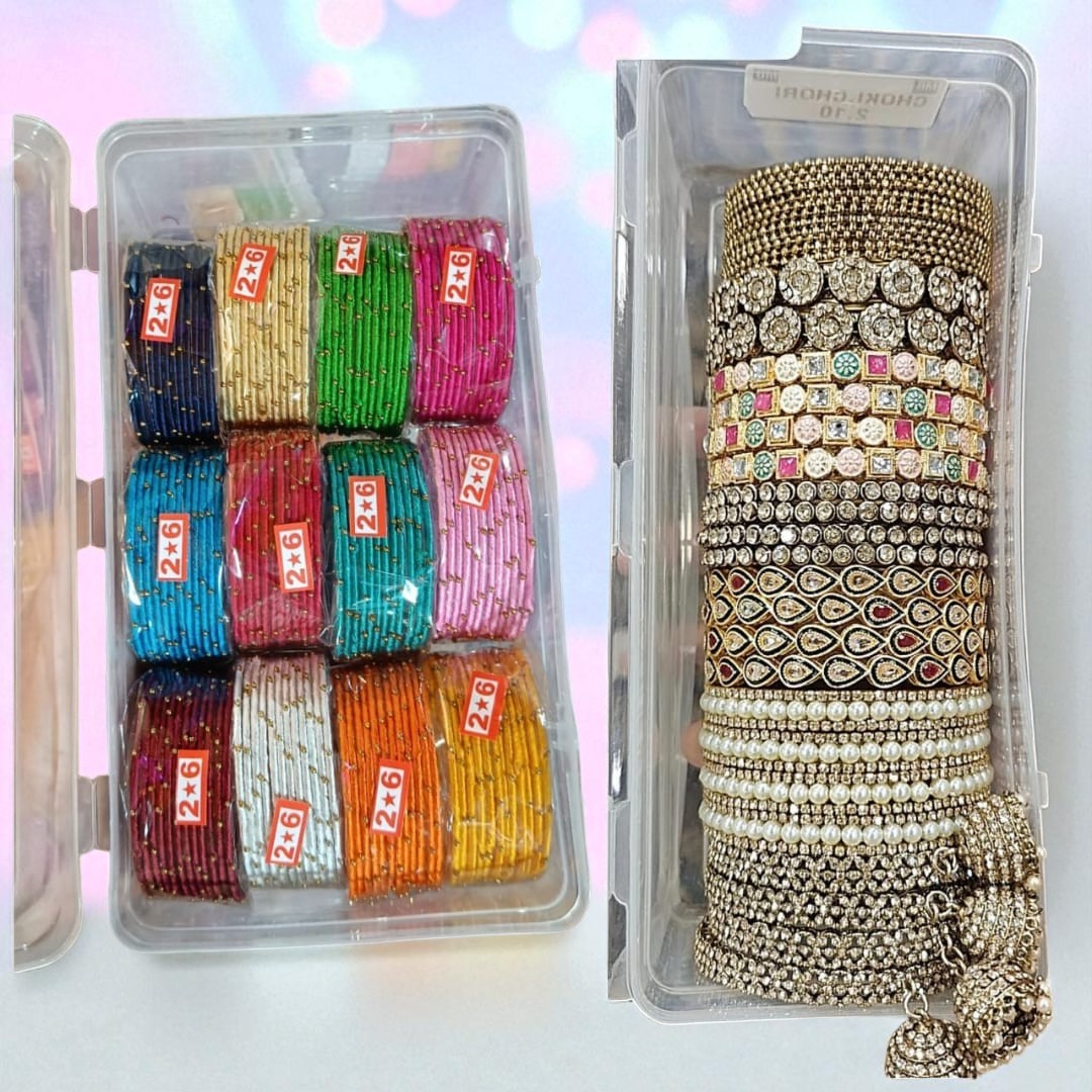ISHQ Combo Box Indian Bridal Bangles Set, Zari & Metal Bangles, Pakistani Wedding Jewelry Combo