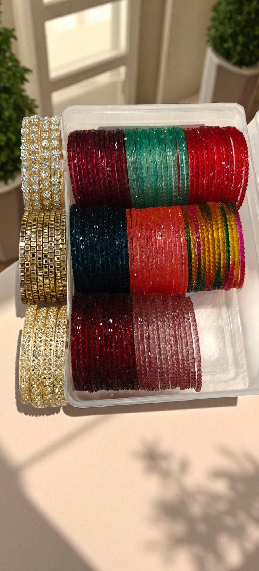 Heart Drop Glass Bangles Combo – Indian Bridal Bangle Set, Pakistani Glass Bangles, Ethnic Jewelry Gift Box