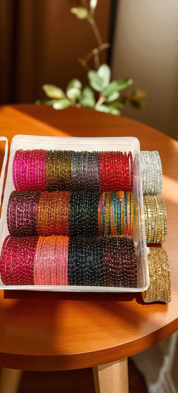 ASMA GLASS COMBO BOX Traditional Indian Glass Bangles Set, Bridal Bangle Combo, Wedding & Festive Jewelry Box
