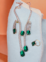 AD Necklace Earring Ring Indian Jewellery Set, CZ Jewelry Set, Indian Necklace earring ring, Bridal Jewelry Set, Wedding Necklace earring, AD ring