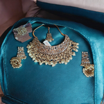 Bollywood Inspired Pearl Kundan Choker Jhumki Ring Maantika Set, Choker Set, Indian Jhumki Set, BridalRing, Indian Bridal Maantika Set