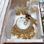 Bollywood Inspired Pearl Kundan Choker Jhumki Ring Maantika Set, Choker Set, Indian Jhumki Set, BridalRing, Indian Bridal Maantika Set