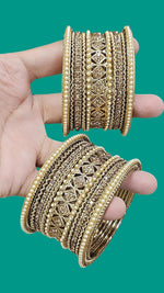 Luxury Gold & Copper Finish Bangles – Stylish Traditional Set