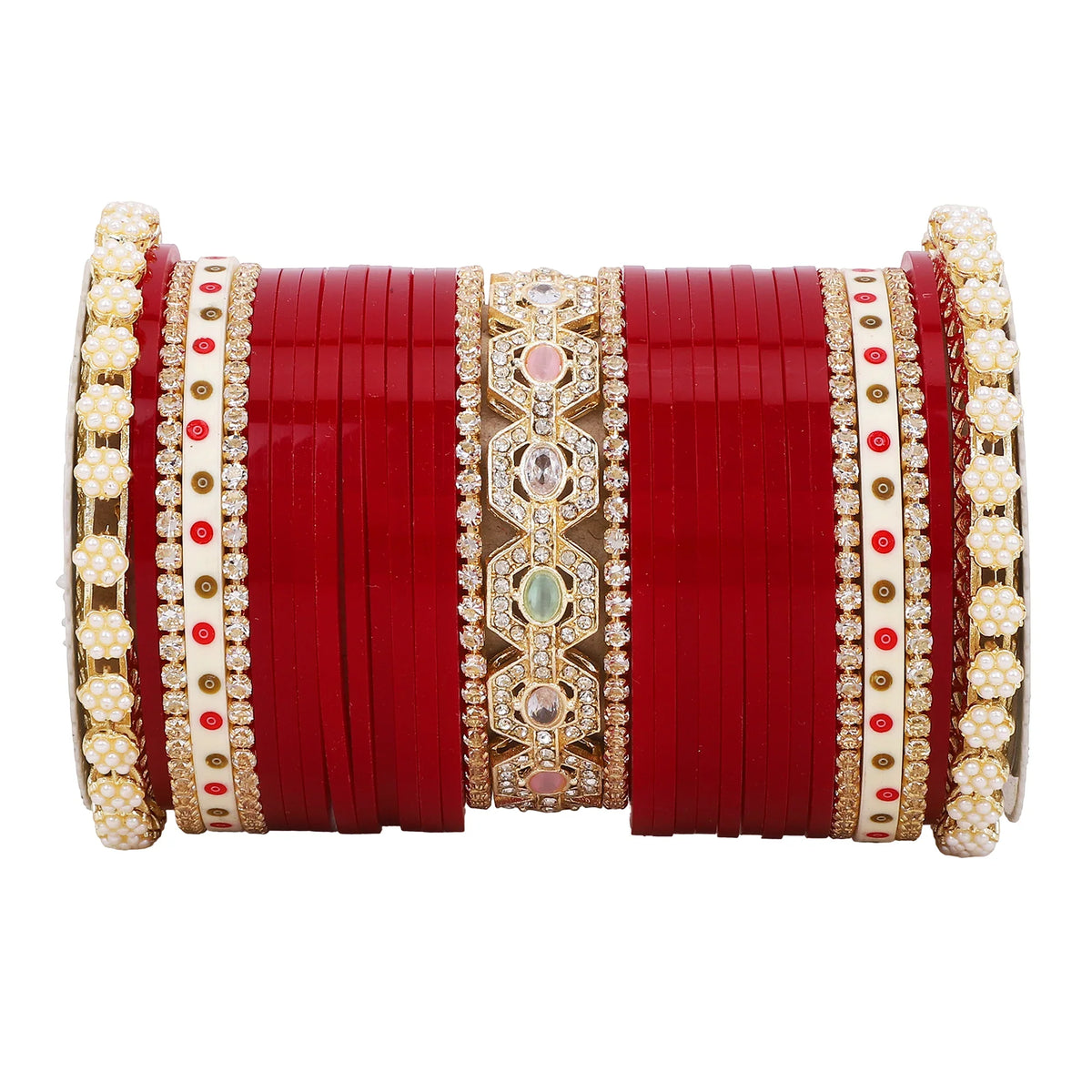 Bridal Chura with Pastel Colours & Kada | Punjabi Wedding Bangles Set