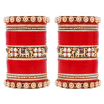 Bridal Chura with Pastel Colours & Kundan Elephant Kada | Punjabi Wedding Bangles Set | Indian Bridal Jewelry