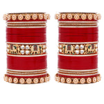 Bridal Chura with Pastel Colours & Kundan Elephant Kada | Punjabi Wedding Bangles Set | Indian Bridal Jewelry