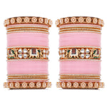 Bridal Chura with Pastel Colours & Kundan Elephant Kada | Punjabi Wedding Bangles Set | Indian Bridal Jewelry