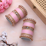 Bridal Chura with Pastel Colours & Kundan Elephant Kada | Punjabi Wedding Bangles Set | Indian Bridal Jewelry