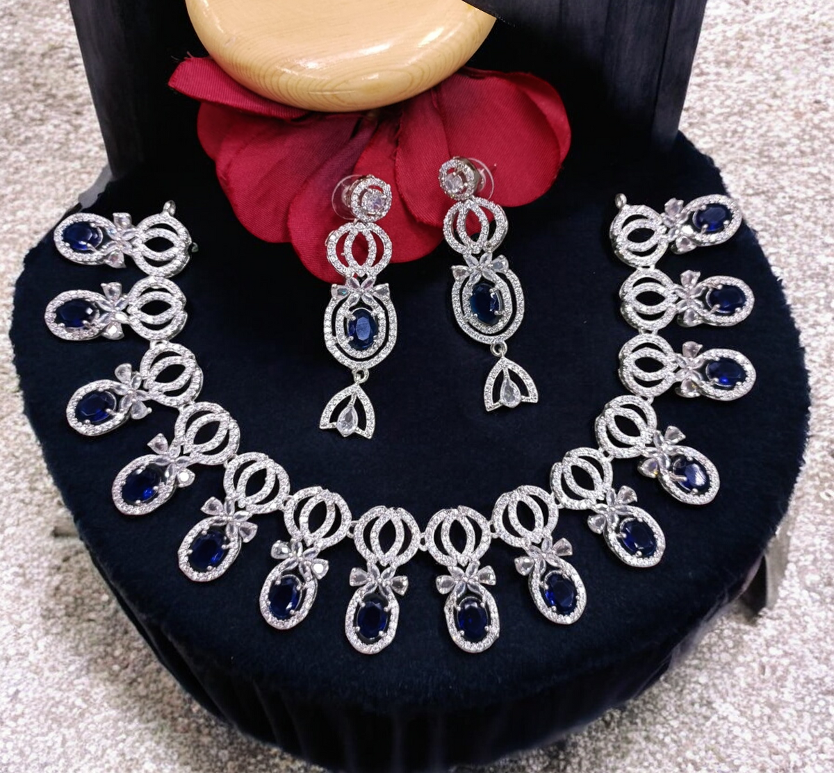 Bollywood Inspired AD Necklace CZ Earring Set, CZ Earrings, AD Necklace, Bridal AD Jewelry, CZ Jewelry Set, Wedding AD Jewelry