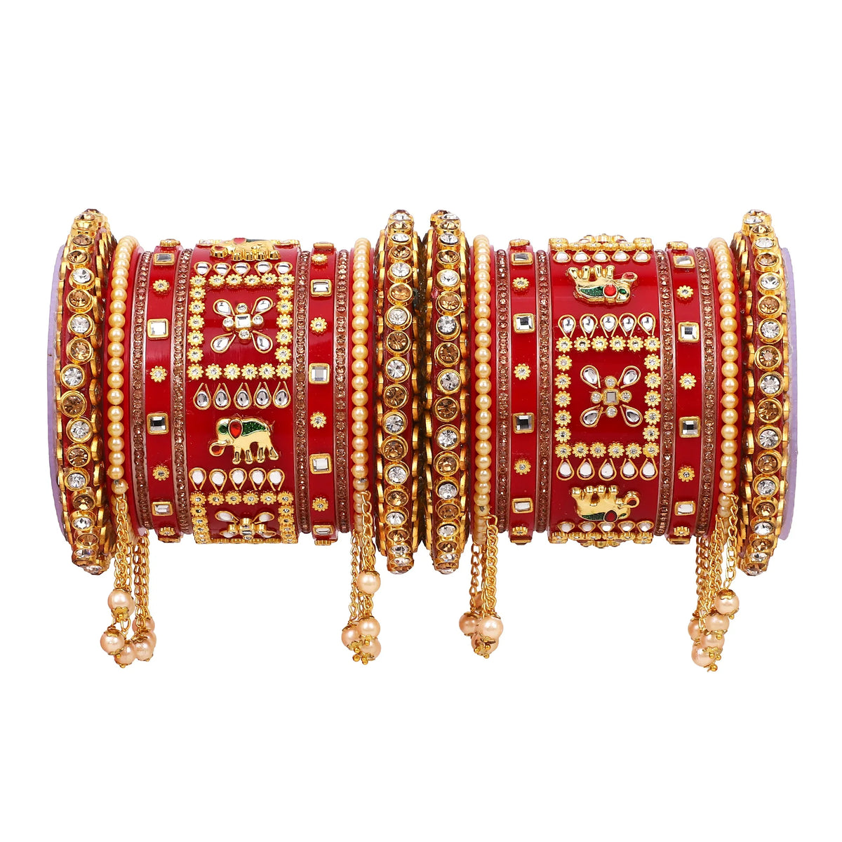 Traditional Rajasthani Bridal Chura with Small Jhumki | Rajputi Wedding Bangles Set | Indian Bridal Jewelry