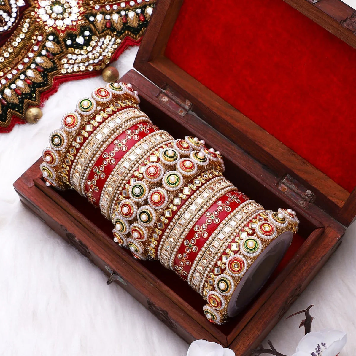 Traditional Rajasthani Bridal Chura with Pacheli Kada