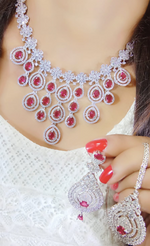 Cubic Zirconia Pakistani Necklace Earring Set, CZ Necklace, AD Jewelry, Jewelry Set, Women AD Earring, Bridal AD Necklace, Indian jewelry Set