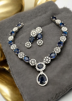 Wedding American Diamond Necklace Set, Indian Bridal Earring Set, AD Jewelry Set, Pakistani Necklace Earring, CZ Jewellery Set, Bollywood AD Earring