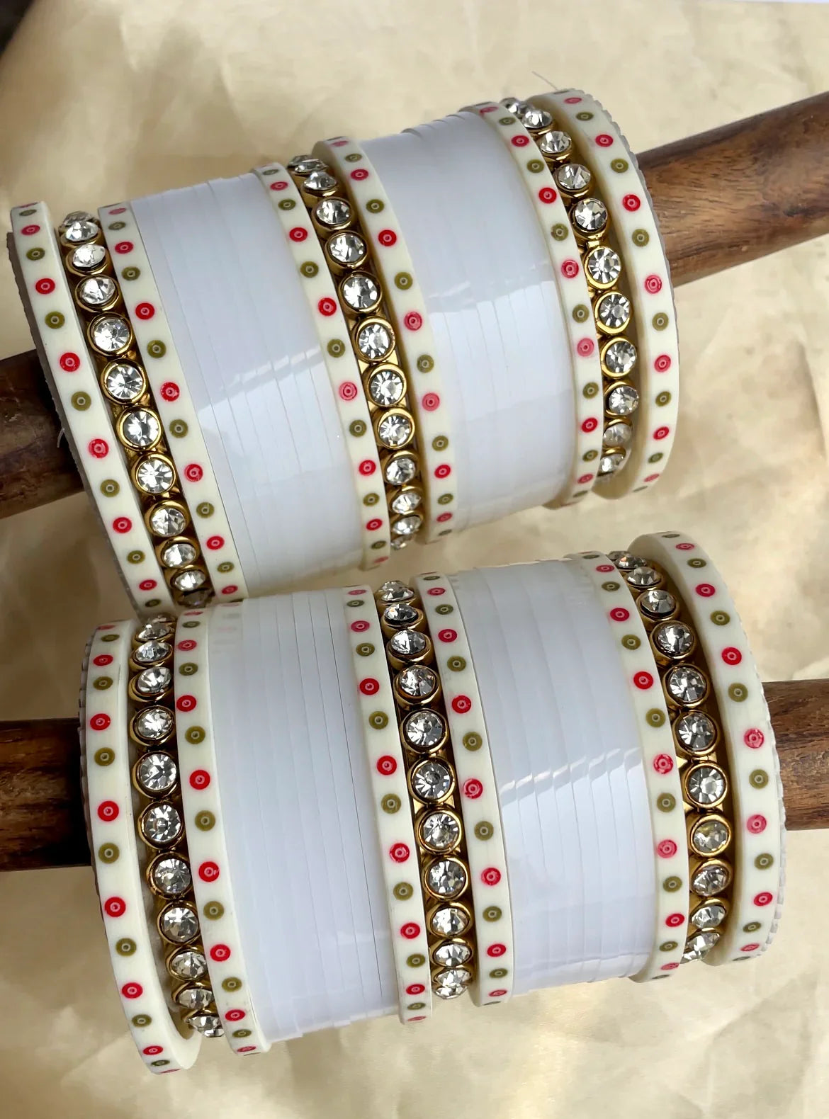 Traditional Bridal Chura with Stone Kada | Punjabi Wedding Bangles Set | Indian Bridal Jewelry