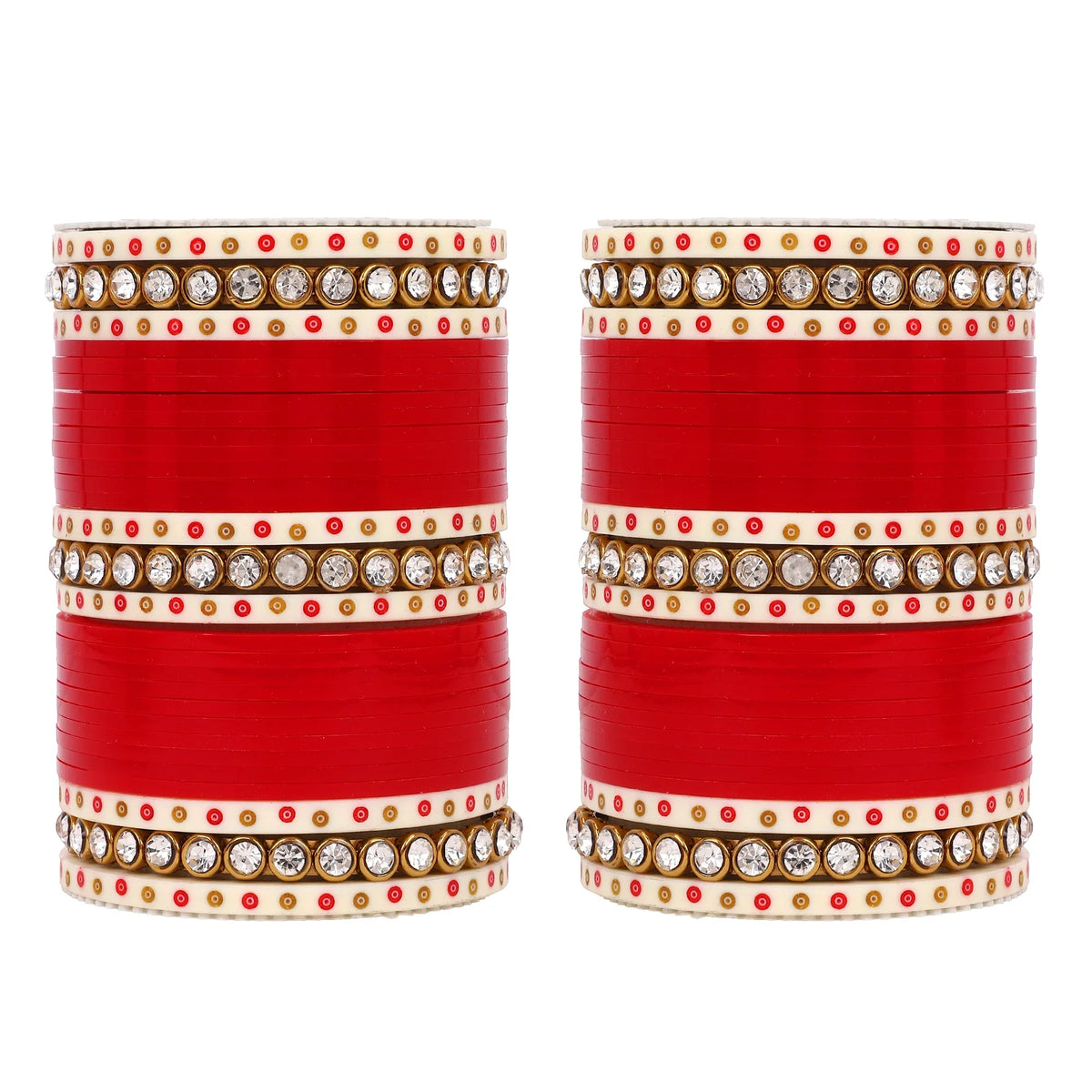 Traditional Bridal Chura with Stone Kada | Punjabi Wedding Bangles Set | Indian Bridal Jewelry
