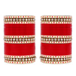 Traditional Bridal Chura with Stone Kada | Punjabi Wedding Bangles Set | Indian Bridal Jewelry