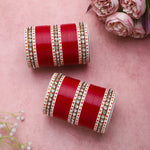 Traditional Bridal Chura with Stone Kada | Punjabi Wedding Bangles Set | Indian Bridal Jewelry