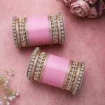 Bridal Chura with Rich Colours & Stone Pacheli Kada | Traditional Punjabi Wedding Bangles Set
