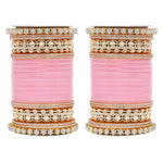 Bridal Chura with Rich Colours & Stone Pacheli Kada | Traditional Punjabi Wedding Bangles Set