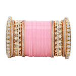 Bridal Chura with Rich Colours & Stone Pacheli Kada | Traditional Punjabi Wedding Bangles Set