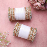 Bridal Chura with Rich Colours & Stone Pacheli Kada | Traditional Punjabi Wedding Bangles Set