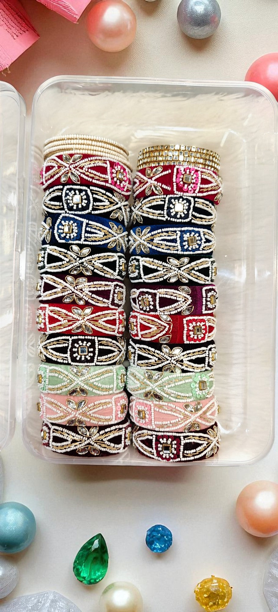 Ethnic Velvet Moti Kada Combo BoxFestive Collection