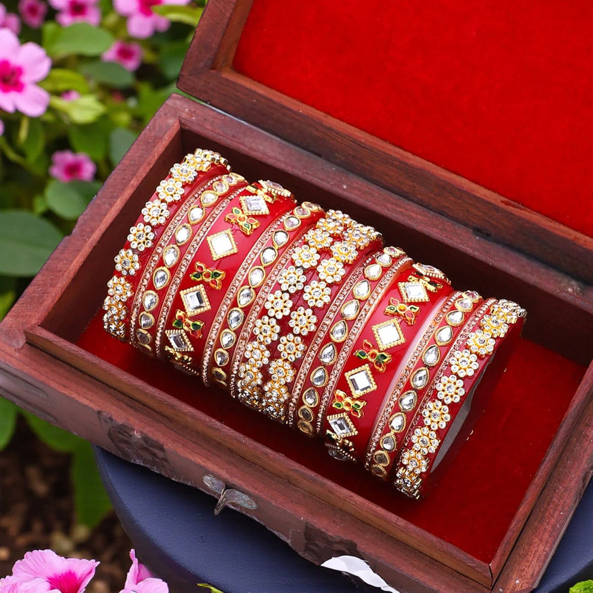 Rajwadi Chura with Pearl Kada | Traditional Indian Bridal Bangles Royal Wedding Bangles Set