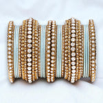 Stone Bangle Set with Shimmer Bangles | Traditional Party & Bridal Jewelry | Indian Wedding Bangles